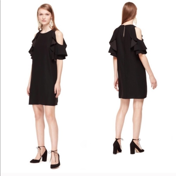 Kate Spade Cold Shoulder Black Crepe Dress - Picture 1 of 5